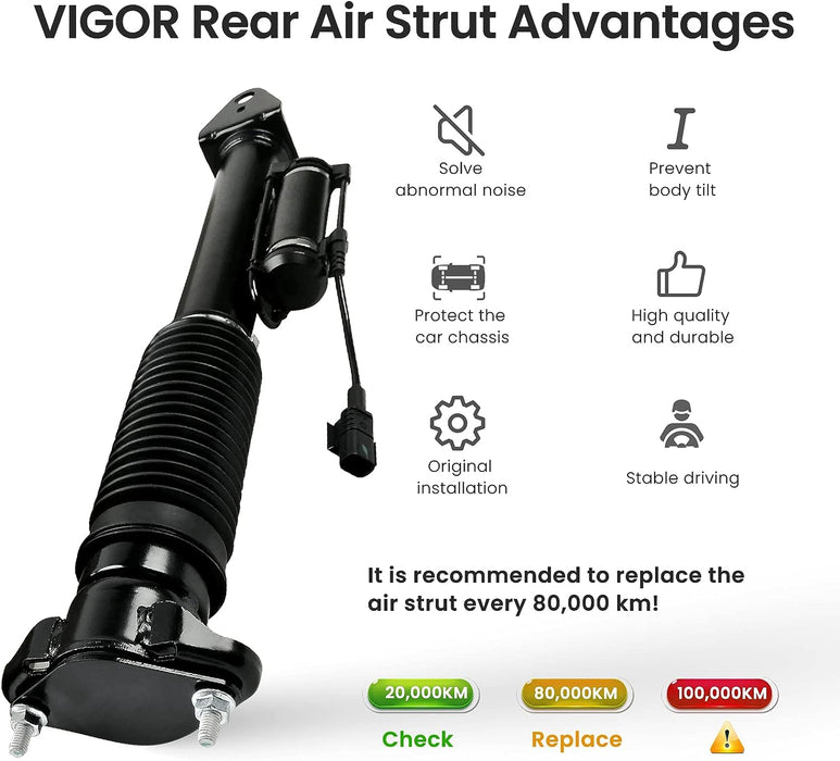 VIGOR Rear Air Suspension Shock Absorber Compatible with Benz W166 M-Class  and GLE-Class with ADS Car Air Strut, OEM Replace Part Number 1663200130, 