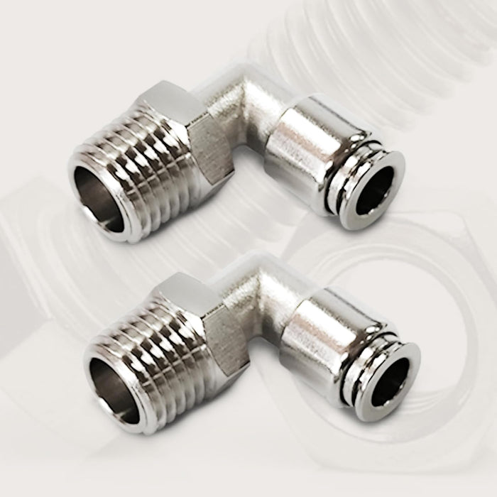 2PCS Push to Connect Fitting Elbow, Pneumatic Male Elbow 1/4"Tube OD-1/2"NPT, 90 Degree Quick Connector