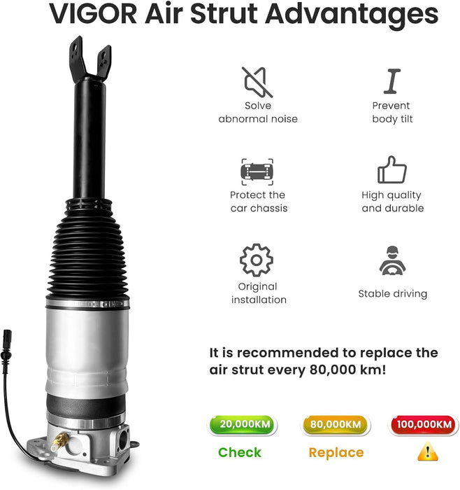 VIGOR Rear Air Shocks Absorber Compatible with 2003-2019 Bentley Continental GT/Flying Spur, VW Phaeton Car Air Strut, OEM Replace Number 3W0616001, 3W0616001E
