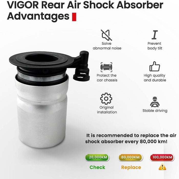 VIGOR Rear Air Spring Compatible with 2007-2012 Ford Expedition, Lincoln Navigator Car Suspension, OEM Replace Part Number 7L1Z5A891B, 8L1Z5A891B