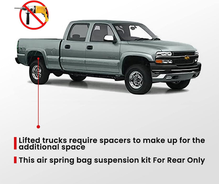 VIGOR Air Spring Suspension Bags Kit Compatible with 2001-2010 Chevy Silverado GMC Sierra 2500HD/3500HD Pickups, Up to 5,000 lbs of Load Leveling Capacity