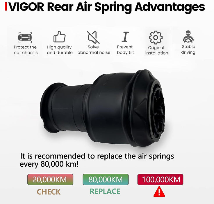 VIGOR Rear Air Suspension Spring Bag Compatible with 2006-2013 Citroen C4 Picasso, Citroen Grand Picasso Car Air Struts, OEM Replace Part Number 5102GN, 5102R8