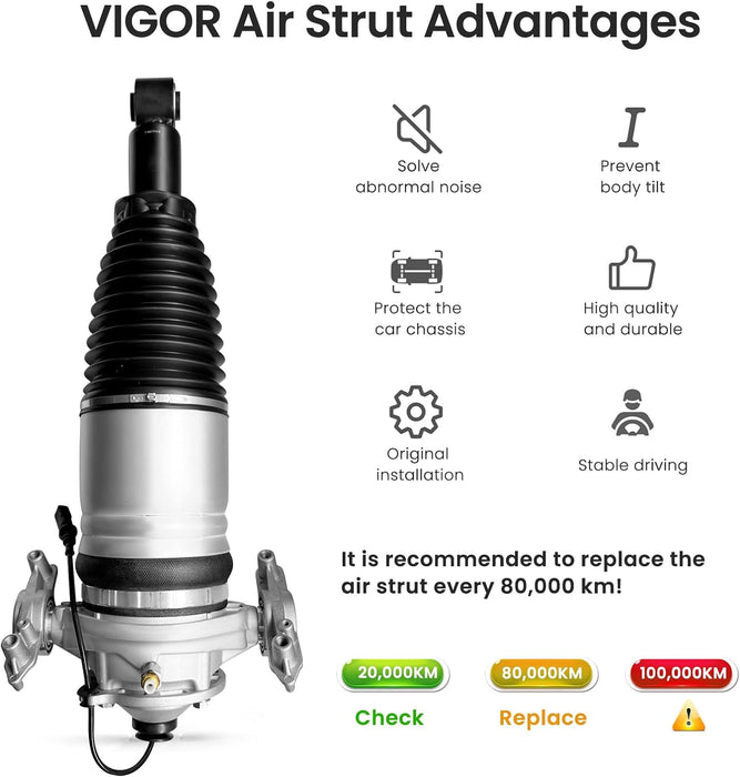 VIGOR Rear Air Shocks Absorber Compatible with 2011-2015 Audi Q7, VW Touareg, Porsche Cayenne II Car Air Strut, OEM Replace Number 7P6616019J, 7P6616019H