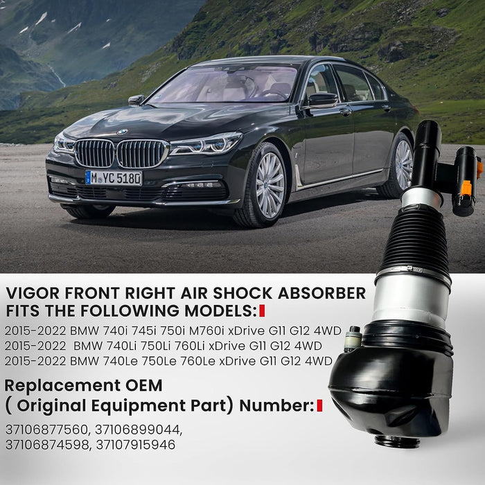 VIGOR Front Air Shock Absorber BMW with EDC Compatible with 2015-2022 BMW 7-Series xDrive G11 G12 740 745 750 4WD Car Air Strut OEM Replace Number 37106877559, 37106899043