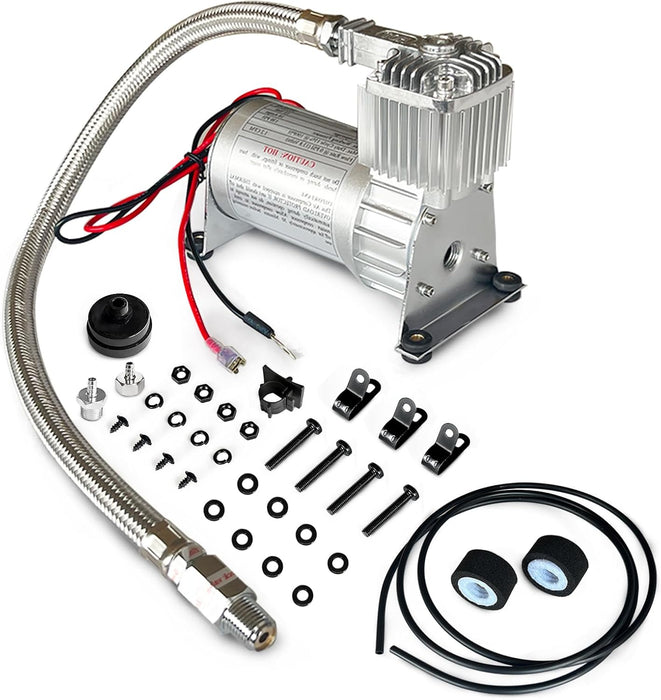 High-Performance 100C Air Ride Suspension Compressor Kit with 1/4" NPT Check Valve – Fits Car Horns, Air Suspension, Vehicle & Motorcycle Tires, Air Tools