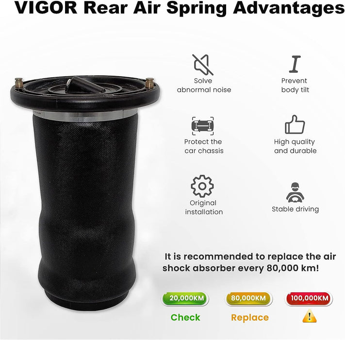 VIGOR Rear Air Suspension Spring Bag Compatible with 1998-2004 Land Rover Discovery 2 Car Air Struts, OEM Replace Part Number RKB101200