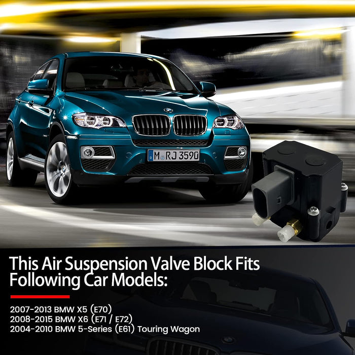 Vigor Air Suspension Valve Block Compatible with BMW X5 E70, X6 E71/E72 and 5 Series E61 Touring Wagon Car Compressor, OEM Number 37206789937, 37206799419