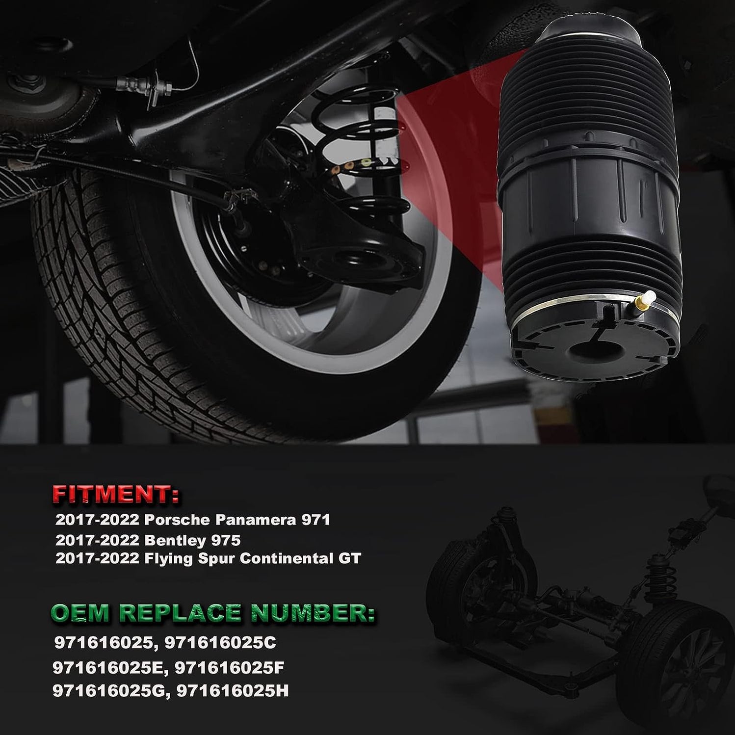 VIGOR Rear Air Suspension Spring Compatible with 20172022 Porsche Pan