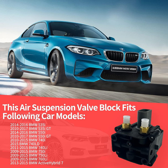 VIGOR Air Suspension Compressor Valve Block Compatible with 2009-2017 BMW 535i/535i GT/550i/550i GT/740i/740LD/740Li/750i/750Li/760Li Car, OEM Number 37206875176, 37206789450