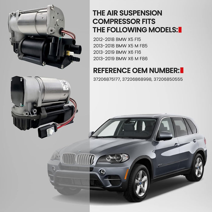 VIGOR Air Ride Suspension Compressor Pump Compatible with BMW 2012-2019 BMW X5 F15 F85 X6 F16 F86 SUV Car OEM Number 37206850555, 37206875177, 37206868998
