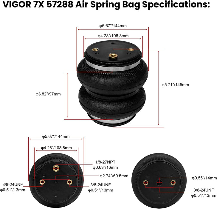 VigorLift 5000 Air Spring Suspension Kit - 57288 Compatible with 2019-2023 Chevrolet/GMC
