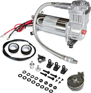 444C Air Ride Suspension Compressor Kit with 1/4" NPT Inlet – 200 PSI Max Pressure for Car Horns, Air Suspension, Vehicle & Motorcycle Tires, Air Tools