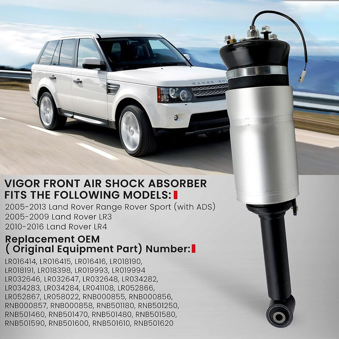 VIGOR Front Air Shock Absorber Compatible with Land Rover LR3, LR4 and Range Rover Sport with ADS Car Air Suspension Strut, OEM Number LR016414, LR016415, RNB000855, RNB000856