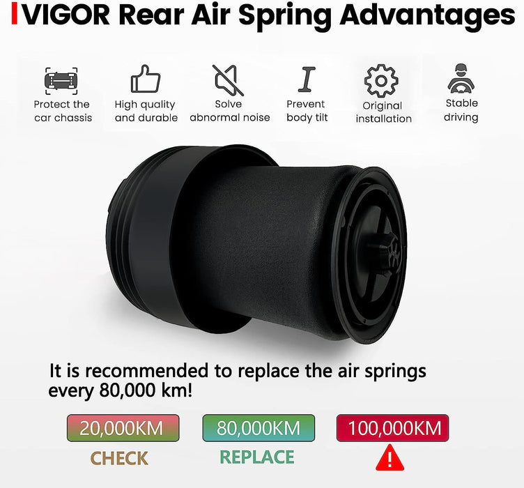VIGOR Rear Air Suspension Spring Bag Compatible with BMW X5 F15 and X6 F16 2013-2021 Car, OEM Number 37126795013, 37126795014