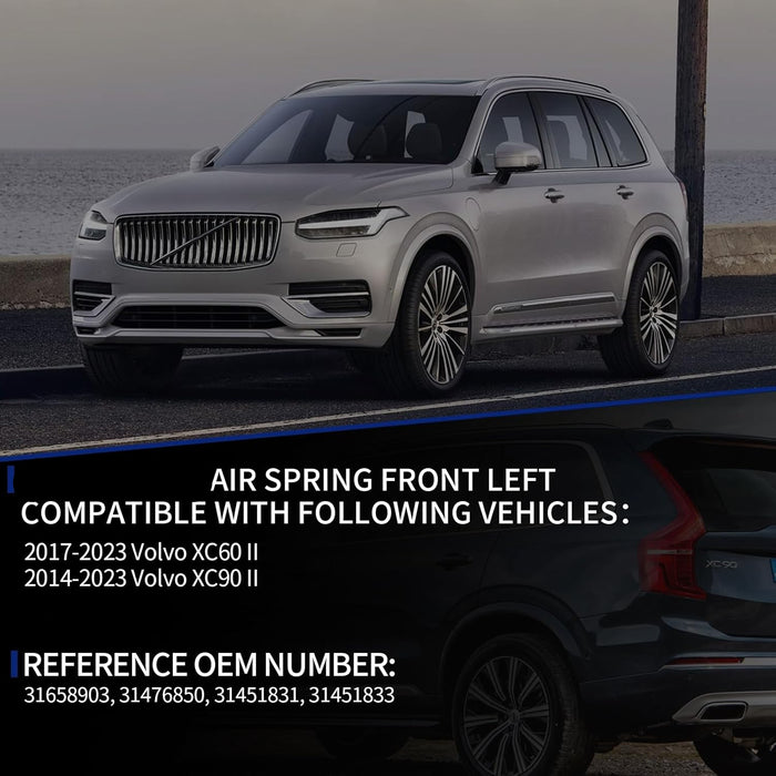 Front Air Suspension Spring Replacement for 2017–2023 Volvo XC60 II & 2014–2023 Volvo XC90 II, Air Ride Shock Spring Assembly, Replaces OEM 31658903, 31476850, 31451831
