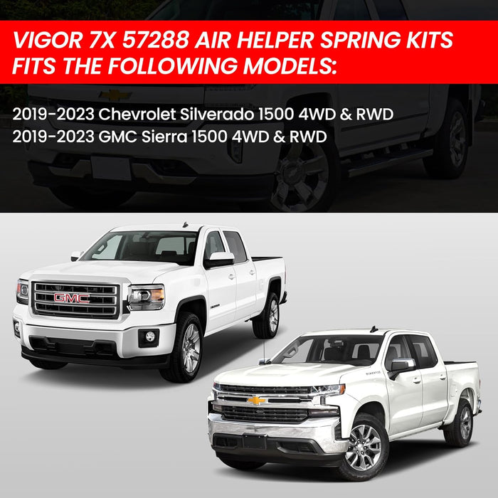 VIGOR Air Spring Bags Suspension Kit Compatible with 2019-2023 Chevy Silverado 1500 and GMC Sierra 1500 4WD & RWD Rear Air Helper Spring 57288, Up to 5,000 lbs of Load Leveling Capacity