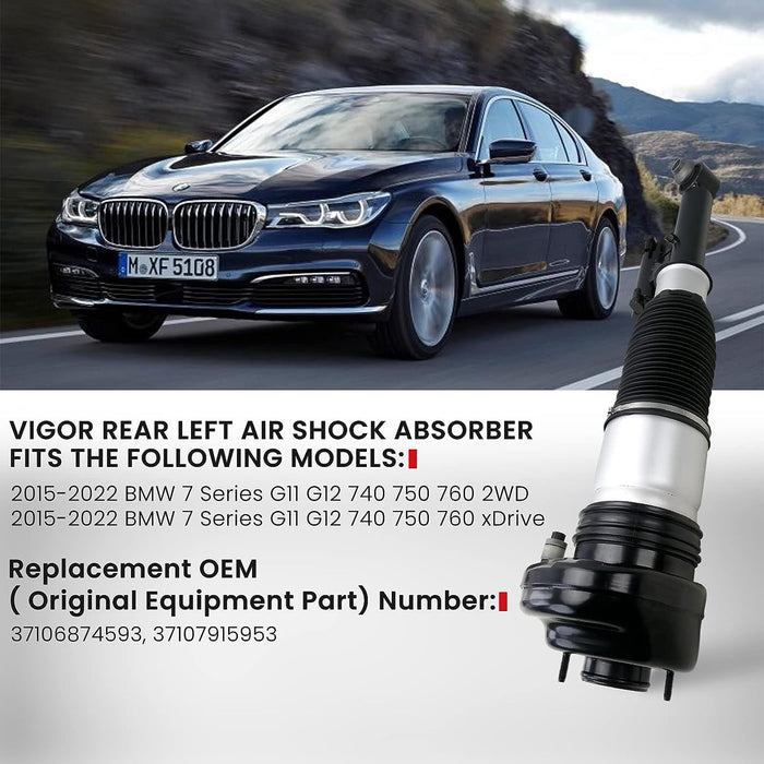 VIGOR Rear Air Shocks Absorber with BMW EDC Compatible with 2015-2022 BMW 7 Series G11 G12 740 750 760 xDrive 2WD Car Air Strut OEM Replace Number 37106874593, 37107915953