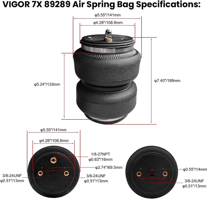 VigorLift 5000 Air Spring Suspension Kit - 89289 Compatible with 2014-2023 Ram