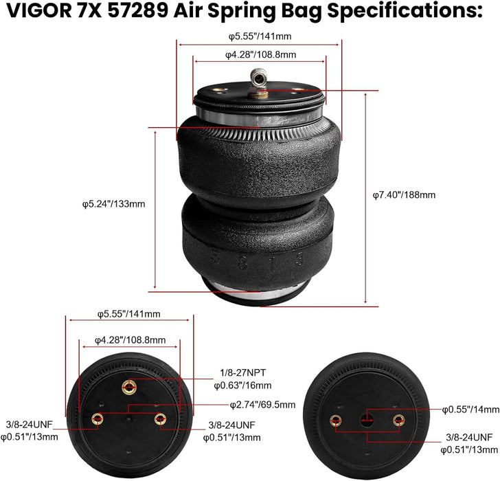 VigorLift 5000 Air Spring Suspension Kit- 57289 Compatible with 2014-2023 Dodge Ram 2500