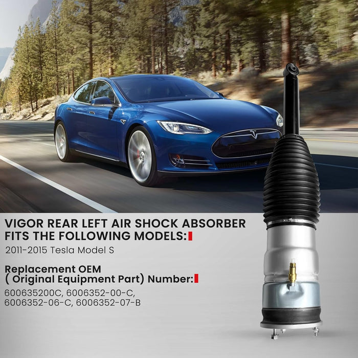 VIGOR Rear Air Shocks Absorber Compatible with 2011-2015 Tesla Model S Car Air Strut, OEM Replace Number 600635200C, 6006352-00-C, 6006352-06-C