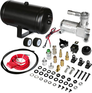 Vigor P/N10000 Air Ride Suspension Compressor Kit with 98C Compressor, 1/4'' NPT Drain Cock, 40 Amp Relay, and 8ft Air Hose – Perfect for Car Horns, Air Suspension, Vehicle Tires & Air Tools