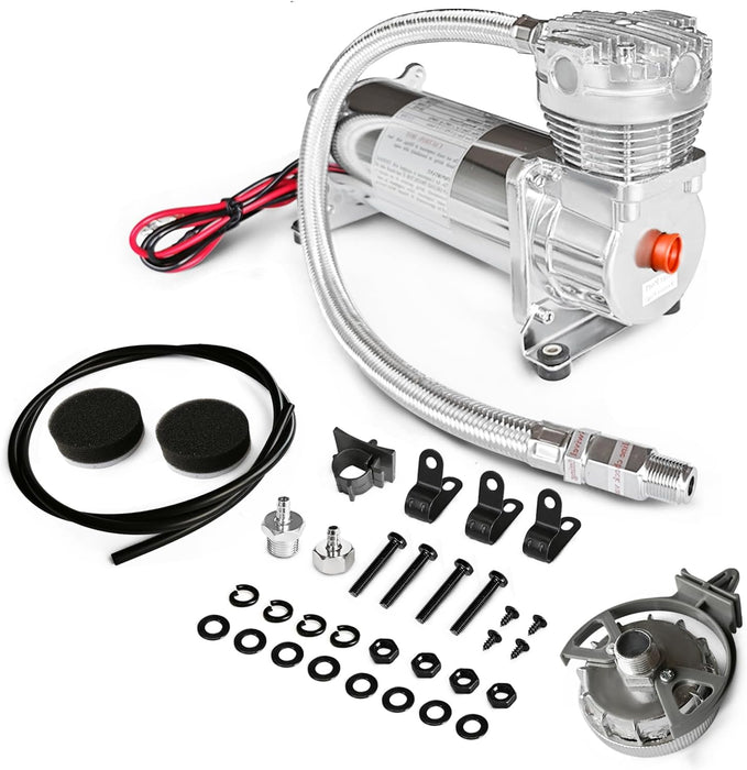 High-Standard 480C Air Ride Suspension Compressor Kit with 3/8" NPT Intake Port – Ideal for Car Horns, Air Suspension, Vehicle & Motorcycle Tires, Air Tools