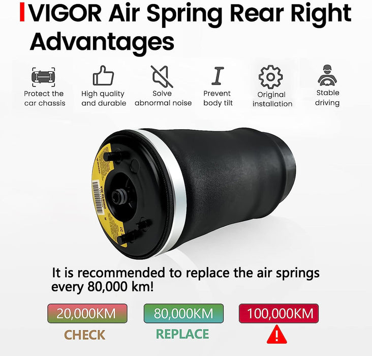 Vigor Rear Air Suspension Spring Bag Compatible with BMW X5 E53 2000-2006 Car, OEM Number 37126750356