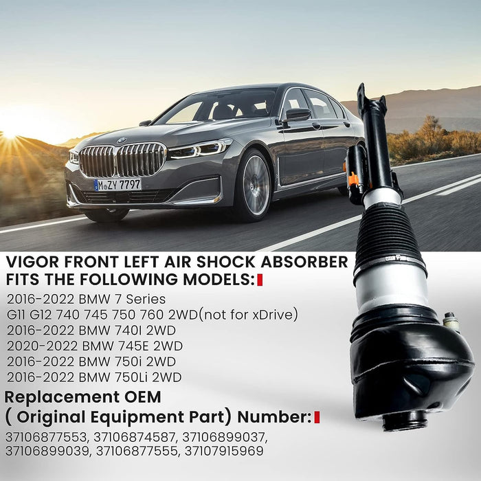 VIGOR Front Air Shock Absorber with EDC Compatible with 2016-2022 BMW 7-Series G11 G12 740 745 750 760 2WD Car Air Strut OEM Replace Number 37106877553, 37106874587