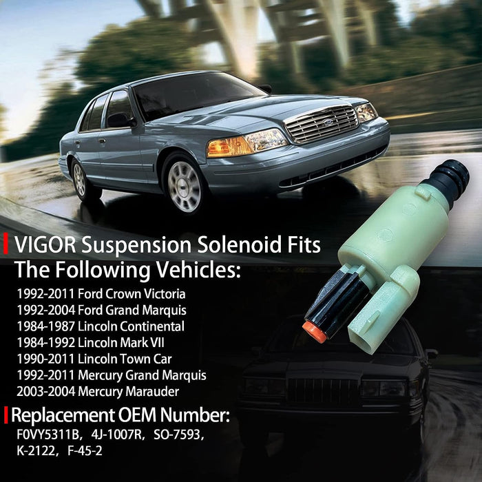 VIGOR Air Suspension Solenoid Valve Compatible with Ford, Lincoln and Mercury Car Air Spring Solenoid, OEM Number F0VY5311B, K-2122, 4J-1007R, F-45-2, SO-7593