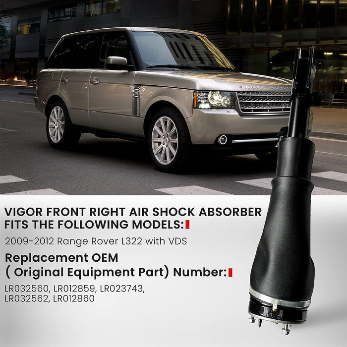 VIGOR Front Air Shock Absorber Compatible with 2009-2012 Range Rover L322 with VDS Car Air Strut, OEM Replace Number LR032560, LR012859, LR023743