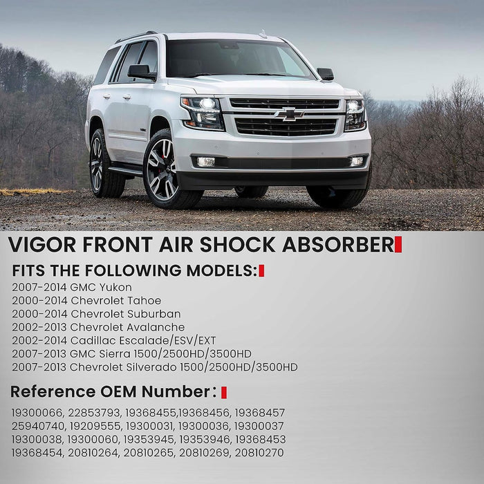 VIGOR Front Air Shock Absorber Assys Compatible with 2007-2014