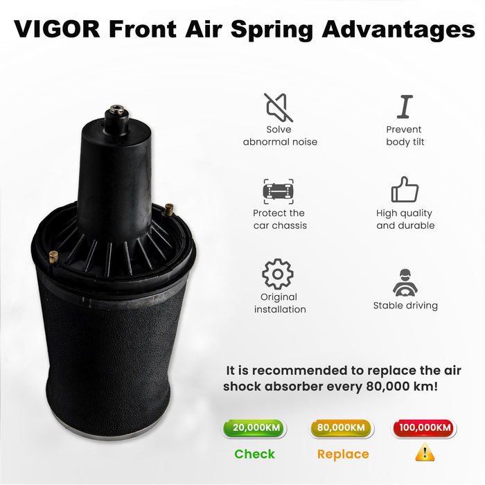VIGOR Front Air Suspension Spring Bag Compatible with 1995-2002 Land Rover Generation II P38A Car Air Struts, OEM Replace Part Number REB101740, REB101740E