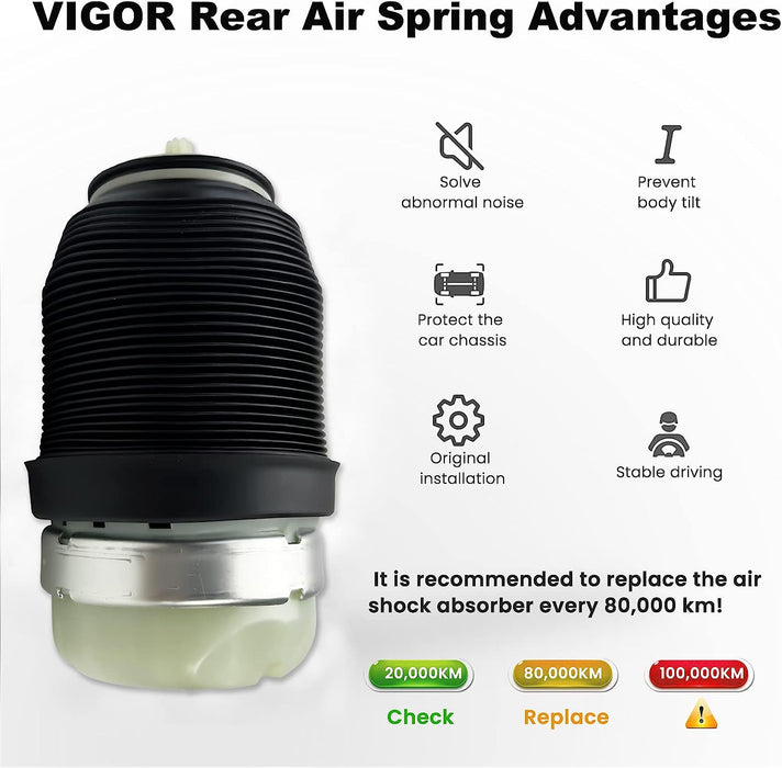 VIGOR Rear Air Suspension Spring Bag Compatible with 2005-2011 Audi A6, A6 Quattro and S6 Car Air Struts, OEM Replace Part Number 4F0616001J, 4F0616001