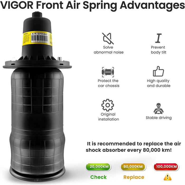 VIGOR Front Air Suspension Spring Bag Compatible with 1994-2002 Range Rover P38 Car Air Struts, OEM Replace Part Number REB101740, REB101740E, ANR4684