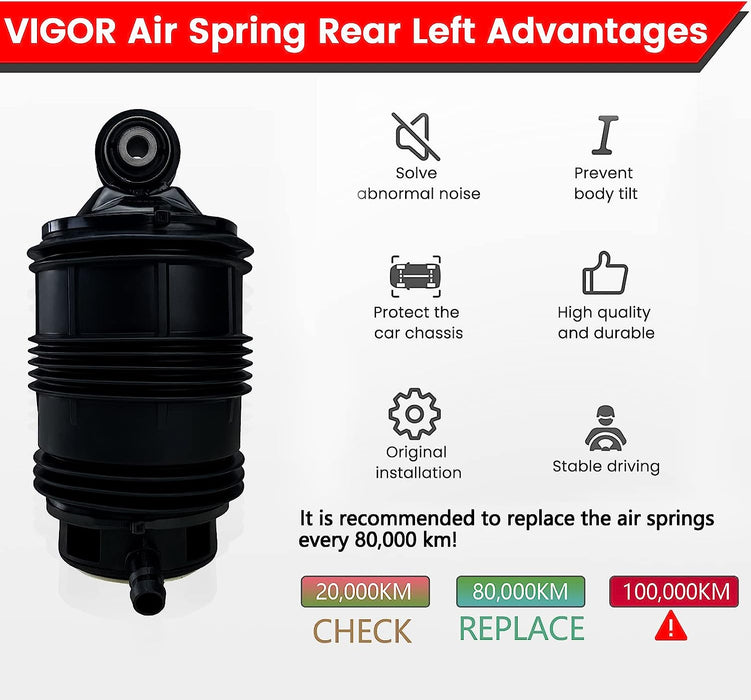 VIGOR Rear Air Suspension Spring Bag without ADS Compatible with 2003-2010 Benz E-Class W211 E320 E350 E500 E55 AMG Car Air Springs OEM Replace Part Number 2113200925, 211320092580
