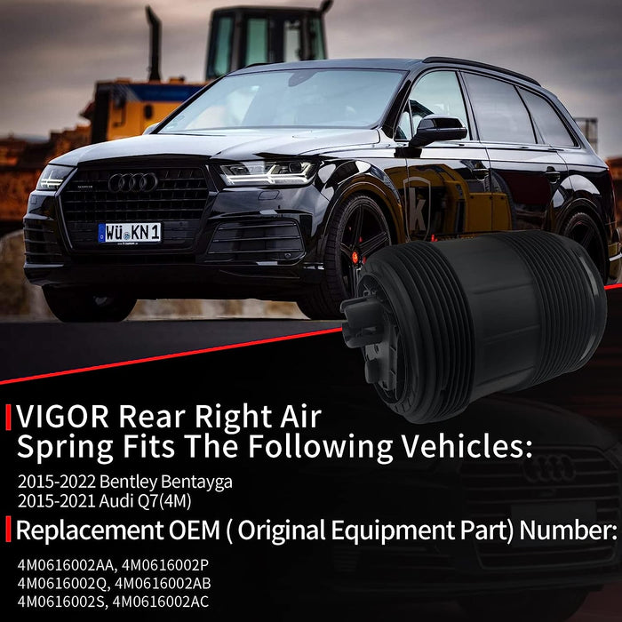 VIGOR Rear Left Air Suspension Spring Bag Compatible with 2015-2022 Audi Q7 and Bentley Bentayga Car, OEM Number 4M0616001AA, 4M0616001AB, 4M0616001P
